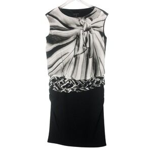 Luisa Cerano‎ Sleeveless Scarf Print Gray Dress